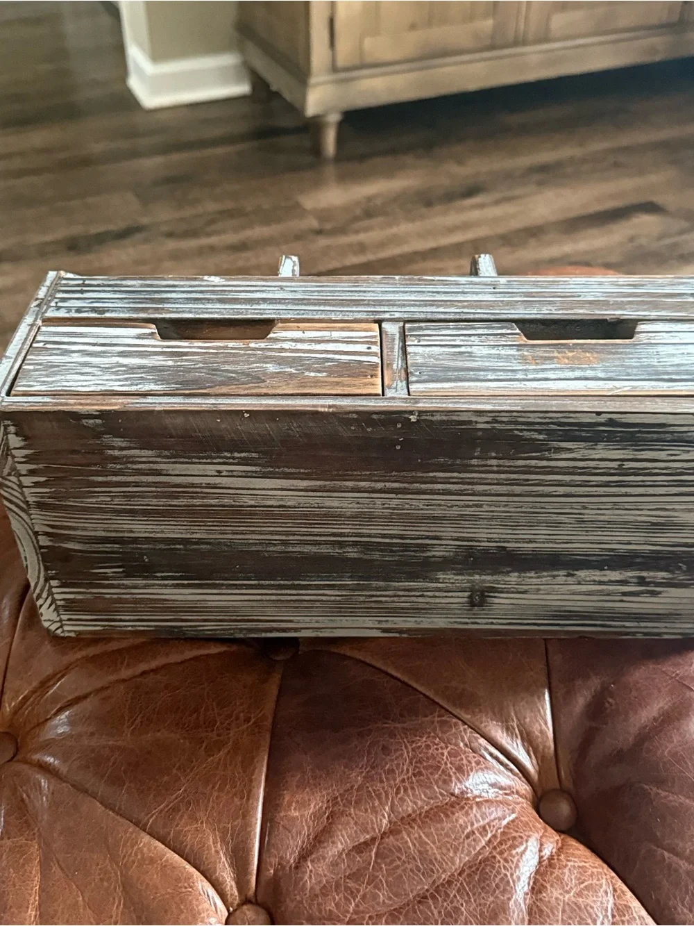 Torched Wood Desk Organizer with Pencil Holder.